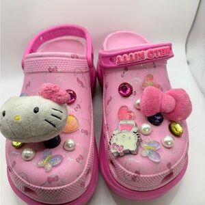 Hello Kitty Pink women Clog Shoes with Charms and Gems